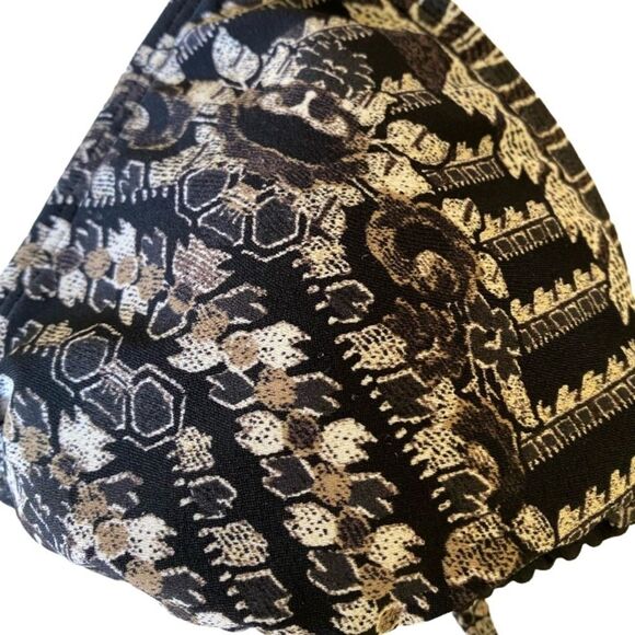 Athleta Martina Geometric Print String Triangle Bikini Top XS Black White Tan - Picture 5 of 11